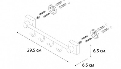 Планка FIXSEN Kvadro 4 крючка (FX-61305В-4), цвет хром