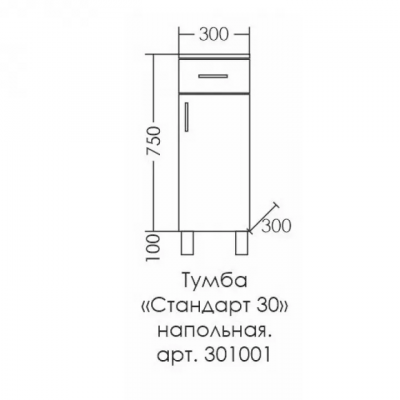 Тумба напольная СаНта "ТН-300" с 1 ящ., белая