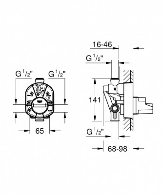 Встраиваемая часть смесителя GROHE, однорычажный (33961000)