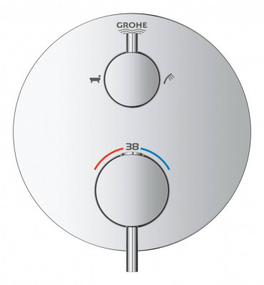 Внешняя часть термостатического смесителя для ванны GROHE Atrio с переключателем на 2 положения ванна/душ, хром (24138003)