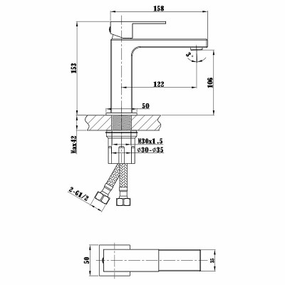 Смеситель для раковины Vincea Cube VBF-1C01MB черный матовый однорычажный
