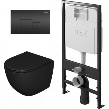 Комплект унитаза с инсталляцией D&K Matrix DS1392502 черный микролифт с черной клавишей