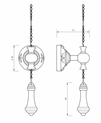MIGLIORE Cristalia 20485 держатель цепочки высокого бачка Р=125 мм, бронза (БЕЗ ЦЕПОЧКИ И РУЧКИ)