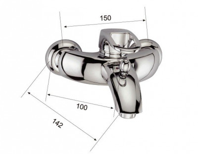 KorDi Buck KD 8104 - C58 смеситель для ванны и душа, хром