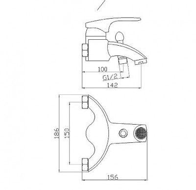 KorDi Buck KD 8104 - C58 смеситель для ванны и душа, хром