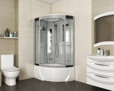 Душевая кабина Niagara Luxe NG-7712W 80x120х215 см, высокий поддон стенки СЕРЕБРО