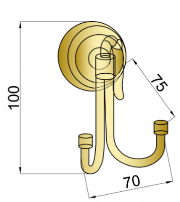 Boheme MEDICI 10606 крючок двойной, бронза