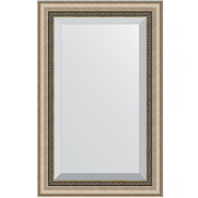 Зеркало настенное Evoform Exclusive 83х53 BY 1132 с фацетом в багетной раме Состаренное серебро с плетением 70 мм