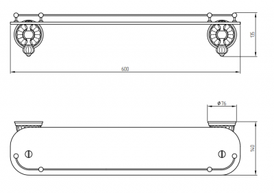 MIGLIORE Olivia 17433 полка с галереей стекло 60 см, бронза