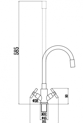 Смеситель для мойки Fmark FS8442H-04 нерж сталь черный вентильный