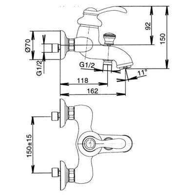 JACOB DELAFON Fairfax E71090-CP смеситель для ванны с душем, хром