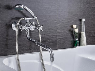 Смеситель для ванны Ledeme L2611 H11 двухвентильный хром