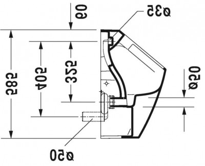 Писсуар Duravit ME By Starck 2809300000 подвод воды сзади