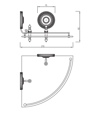 Полка с галереей угловая MIGLIORE Montecarlo 31586, стекло/хром