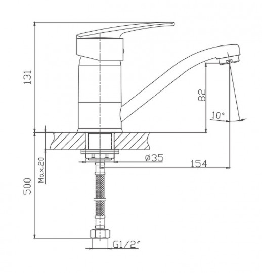 Смеситель для кухни Haiba HB4506-2 (латунь) хром