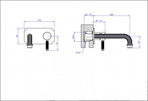 Встраиваемый смеситель на раковину Cezares APHRODITE-BLSM2-01-Bi