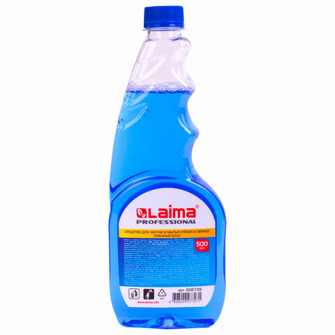 Средство для мытья стекол и зеркал 500 мл LAIMA PROFESSIONAL, сменный блок, 606739