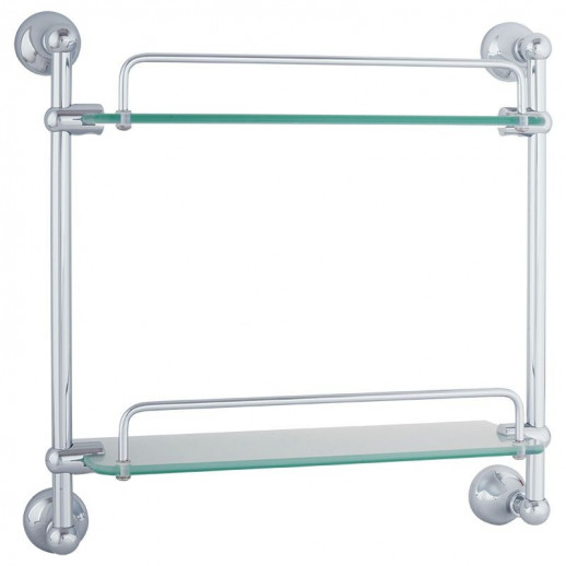 VERAGIO GIALETTA CHROMO VR.GIL-6412.CR полка двойная с галереей 35 см, матовое стекло/хром