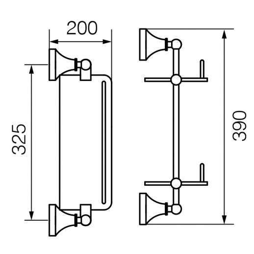 VERAGIO GIALETTA CHROMO VR.GIL-6412.CR полка двойная с галереей 35 см, матовое стекло/хром