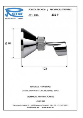 Кронштейн для душа Remer RR 335 P, хром