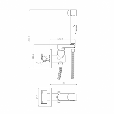 Смеситель Rossinka X X25-57 с гигиеническим душем встраиваемый X25-57