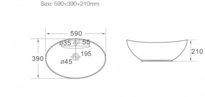 Раковина SantiLine 59 SL-1022 Белая Накладная Овальная