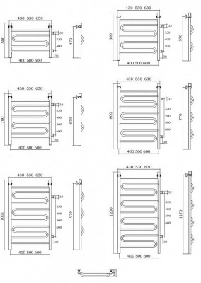 Водяной полотенцесушитель Акванерж Зиг-заг с боковым подключением 400х500, хром