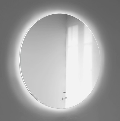 Зеркало в ванную Jorno Solo 100 Solo.02.100/W/RL с подсветкой с сенсорным выкл и часами округлое