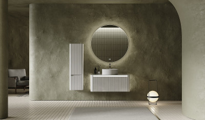 Зеркало в ванную Jorno Solo 100 Solo.02.100/W/RL с подсветкой с сенсорным выкл и часами округлое