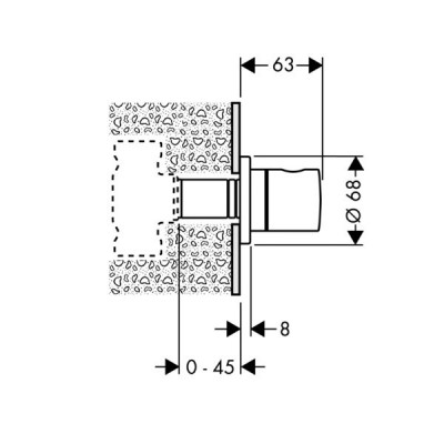 Hansgrohe Ecostat S 15972000 запорный вентиль (внешняя часть), хром