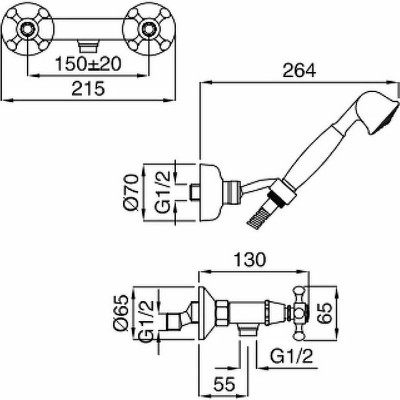 Смеситель для душа Bugnatese Lady BN.LAD-948CR хром с душевым гарнитуром