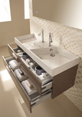 Двойная подвесная раковина-столешница 120 х 46 см, гладкая нижняя поверхность JACOB DELAFON RYTHMIK (EXM112-Z-00)