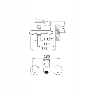 Смеситель для ванны и душа Cezares Nautic NAUTIC-VM-NOP, черный матовый