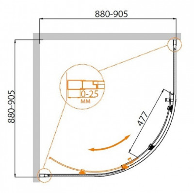 Душевой уголок Cezares Molveno MOLVENO-R-1-90-C-Cr-IV, 90 х 90 см, стекло прозрачное, цвет профиля хром