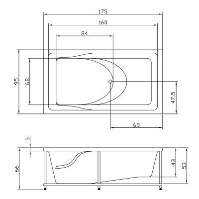 Акватика Аксиома Сенса ванна с гидромассажем, 175 см х 95 см