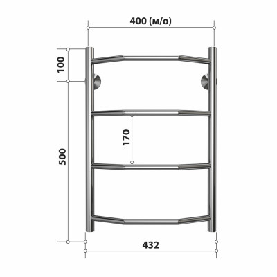 Полотенцесушитель водяной Stelmix 60x40 см, трапеция