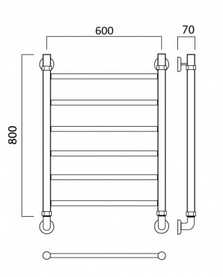 Водяной полотенцесушитель Акванерж Прямая 800x600 (00-108060)