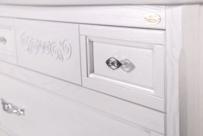 ASB-Woodline Модерн 105 тумба с раковиной, белый (патина серебро) массив ясеня