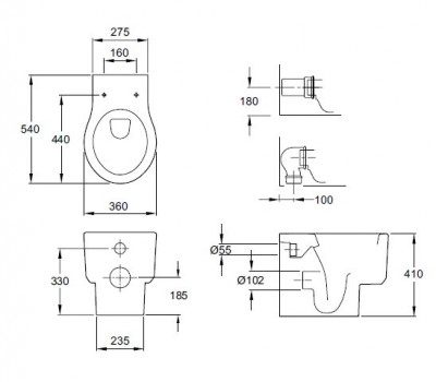 JACOB DELAFON Formilia E4772-00 унитаз приставной с крышкой-сидeниeм, белый