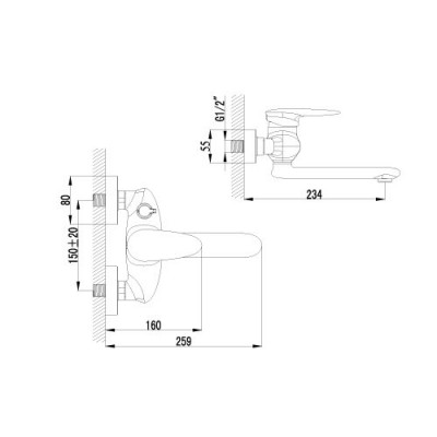 Lemark Status LM4414C смеситель для ванны с ручным душем и шлангом, хром