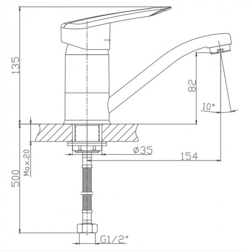 Смеситель для раковины Haiba HB4507-2 (латунь) хром
