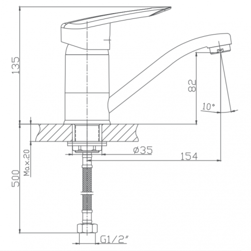 Смеситель для раковины Haiba HB4507-2 (латунь) хром