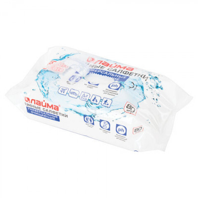 Салфетки влажные 80 шт., LAIMA/ЛАЙМА, универсальные, очищающие, для всей семьи, 128080
