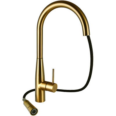 Кухонный смеситель Raiber Graceful RPG-011 золото матовое с выдвижным изливом