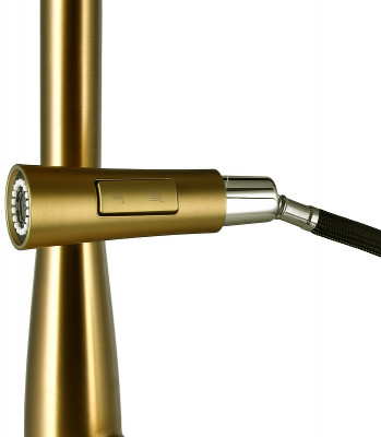 Кухонный смеситель Raiber Graceful RPG-011 золото матовое с выдвижным изливом