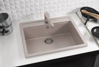 Кухонная мойка Ulgran Classic U-104-302 прямоугольная 560х495х175 одна чаша песочная