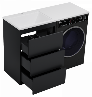 Тумба для раковины Brevita Grafit - 60 с 3 ящ. под стиральную машину GRA-01060-013Я