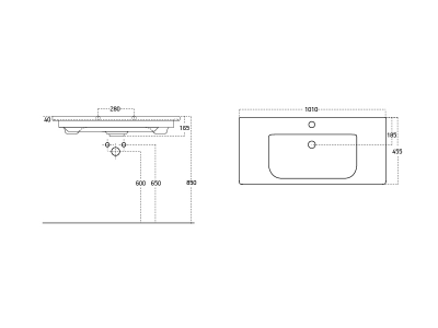 Мебельный умывальник Dreja SOFT 100 см, белая керамика