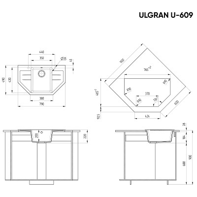 Мойка для кухни Ulgran Classic U-609-328 бежевая ис-ный камень
