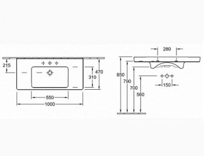 Villeroy&Boch SUBWAY 2.0 7175A0R1 раковина для установки на тумбу 100 см х 47 см, белый альпин Ceramicplus